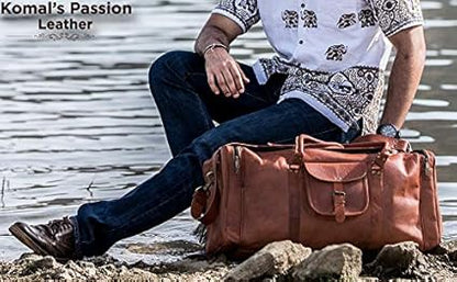 21 Inch Vintage Leather Duffel Travel Gym Sports Overnight Weekend Duffle Bags for men and women