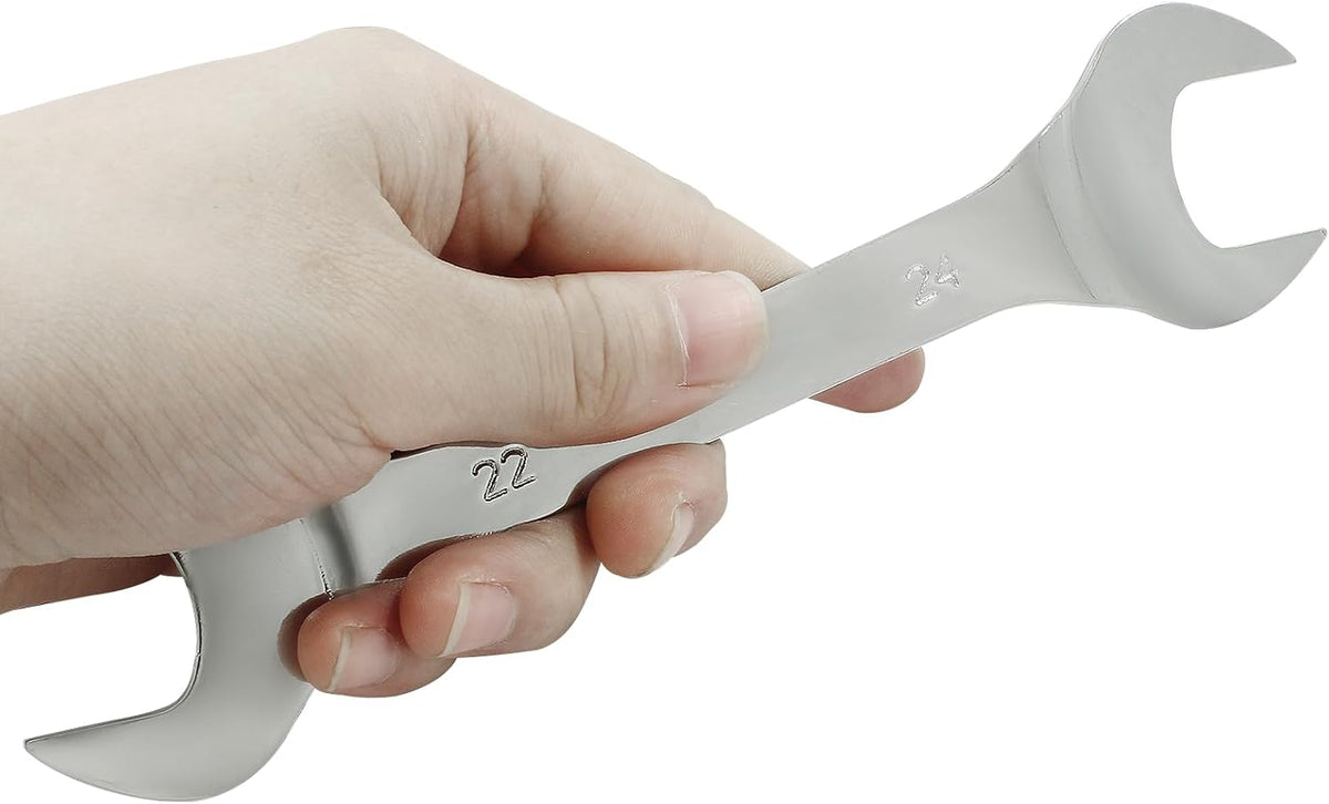 Hordion 22mm x 24mm Open End Wrench, Super Thin Metric Chrome Plated Steel Wrench for General Repairs Household Maintenance