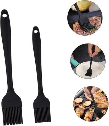 Unomor 2pcs Silicone Oil Brush Bbq Oil Brush Pan Oil Brush Bbq Meat Brush Bbq Basting Brush Baking Oil Brush Cooking Brush for Oil Baking Supplies Kitchen Silicone Brush Black
