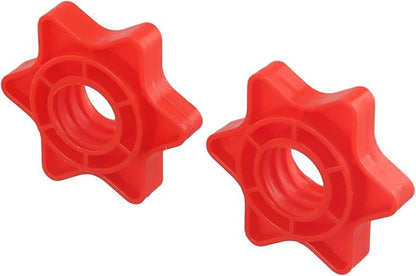Pack Of 2 Dumbbell Collars Hex Nut Anti-Slip Collars Weight Check Nut Barbell Bar Clips For 1 Inch Standard Weight Lifting Barbells(Red)