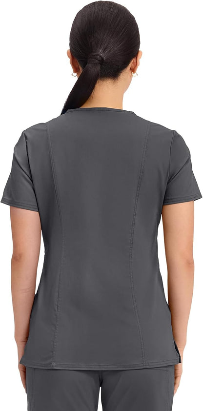 6XL Cherokee WW Revolution Scrub Tops Women Mock Wrap 2 Pockets Nurse Shirt | Slim Fit, Instrument Loop, Soft 2-Way Stretch Fabric, Durable Construction, Side Vents, Easy Care, Breathable, Healthcare Use