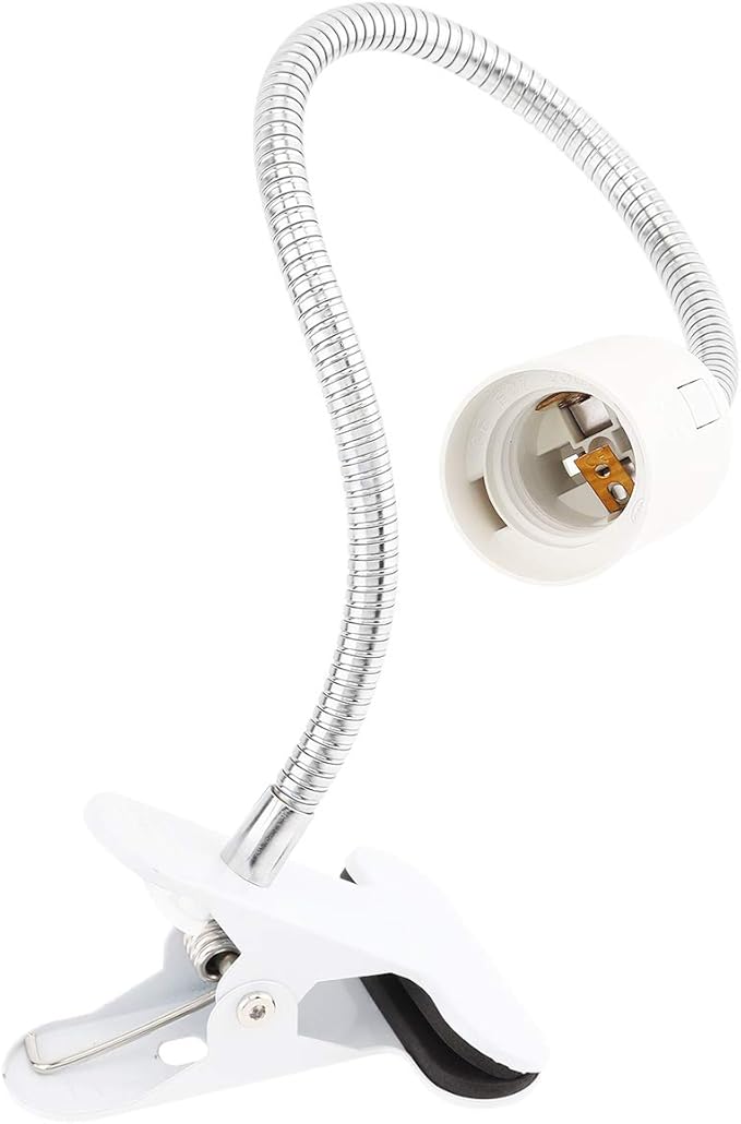 RTNLIT E26E27 Clip Desk Lamp Holder, Clamp Lamp Fixture with OnOff Switch, Flexible Gooseneck Light Bulb Socket for Reptiles, Aquarium, Desk, Grow Light, 4.1Ft Cable