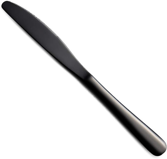 Berglander Black Dinner Knives Set Of 4, Stainless Steel Titanium Plating Shiny Black Dinner Knife, Butter Knife Spreader Table Knives Sturdy And Dishwasher Safe