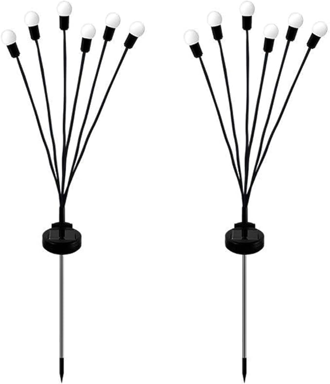 Pack of 2 Solar Powered Firefly Lights Outdoor Waterproof, Solar Starburst Swaying Garden Lights, Swaying When Wind Blows Solar Garden Lights Outdoor Decorative String Lights
