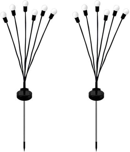 Pack of 2 Solar Powered Firefly Lights Outdoor Waterproof, Solar Starburst Swaying Garden Lights, Swaying When Wind Blows Solar Garden Lights Outdoor Decorative String Lights