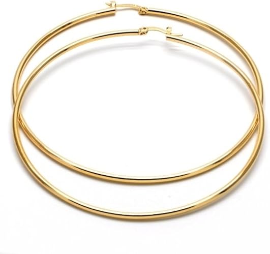 Big Hoops for women 14k Gold Filled Extra Large Hoop Earrings (80mm x 2mm) yellow gold tone