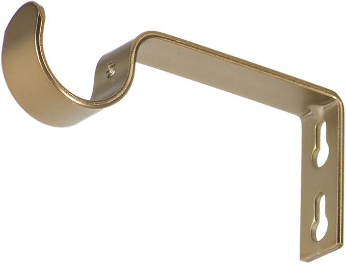 Ivilon Fixed Brackets for Curtain Rods - for 1 or 1 1/8 Inch Rods. Set of 2 - Warm Gold