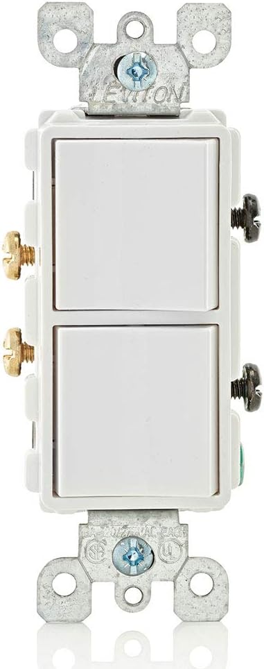 Leviton 5634-W 15 Amp, 120277 Volt, Decora Single-Pole, AC Combination Switch, Commercial Grade, Grounding, White