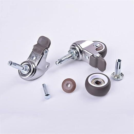 2 Inch Rubber Caster Wheel Set of 4(2 with Brakes & 2 Without) with 5/16" x 1-1/2" (8 x 38mm) Stem Sockets, for Furniture Crib Trolley Dining Car Casters