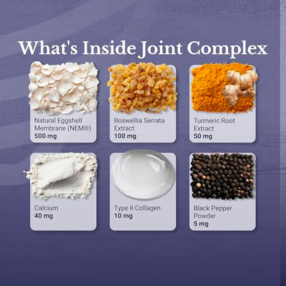 Joint Complex - Joint & Cartilage Health - Joint Support Supplement with Calcium, NEM Eggshell Membrane, Boswellia Serrata - Knee Supplements for Men & Women, 60 Capsules