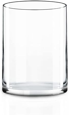 CYS EXCEL Cylinder Clear Glass Vase (H:8" D:6")  Multiple Size Choices Glass Flower Vase Centerpieces  Hurricane Floating Candle Holder Vase