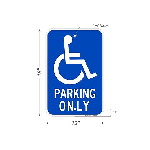 SmartSign Basics Handicap Parking Sign | 12" x 18" Engineer Grade Reflective 120 mil ACM, Reserved Parking Signs for Handicapped Only, Made in USA