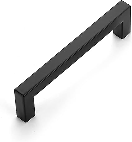Ravinte 1 Pack Cabinet Handle Square Cabinet Cupboard Hanlde Matte Black Drawer Pulls Stainless Steel Kitchen Cabinet Pull Cabinet Hardware Drawer Handle 5 inch Hole Center