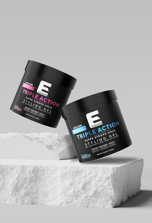 E Elegance Moon Fragrance Triple Action Hair Gel for Men And Women - Super Strong Hold, Extreme Volume, And Long Lasting Shine - Flake Free And Refreshing Fragrance - All Hair Types, 16.9 oz
