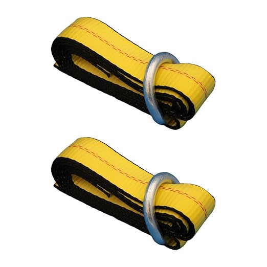 (2) Car Hauler Yellow Lasso Wheel Tie Down Straps 8' w/D-Ring for Tow Dolly Tow Truck