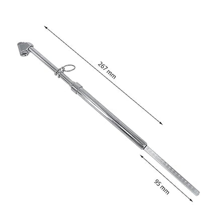 Truck Tire Pressure Gauge, Straight-on Foot Dual Head Chucks Stainless Steel, Heavy Duty Air Pressure Tire Gauge for Auto Trucks Cars RVs Vans Gage