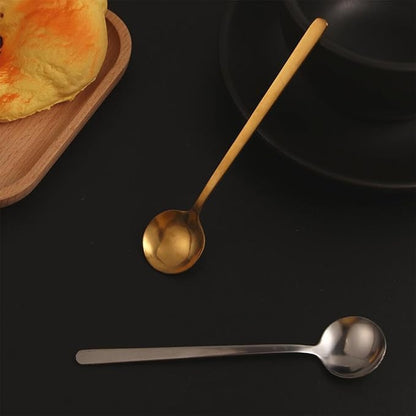 Stainless Steel Serving Spoon Coffee Spoon Dessert Spoon Ice Cream Stirring Scoop Catering Spoons Long Handle Spoon Tea Spoons(M,Gold)