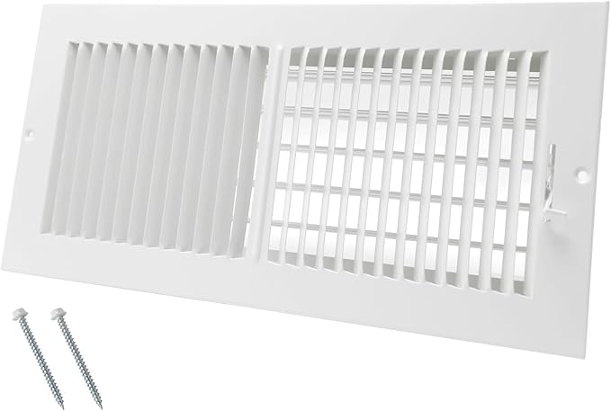 14 x 6 Inch Duct Opening Air Vent Covers for Wall or Ceiling - High Airflow 2 Way Steel Ventilation - Adjustable WallCeiling Register, 15-34 Inch x 7-34 Inch Overall Dimensions