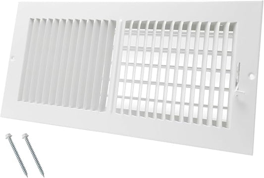 14 x 6 Inch Duct Opening Air Vent Covers for Wall or Ceiling - High Airflow 2 Way Steel Ventilation - Adjustable WallCeiling Register, 15-34 Inch x 7-34 Inch Overall Dimensions