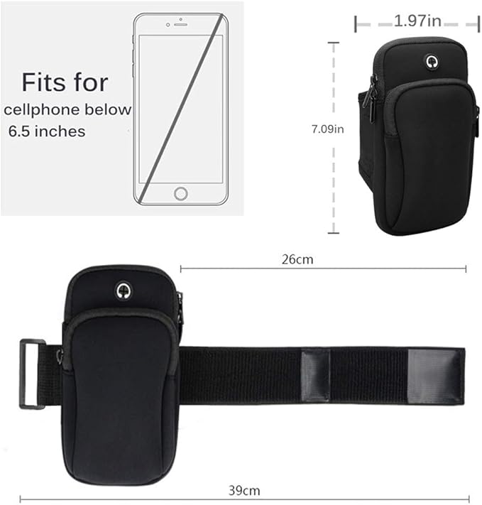 Running Armband,Arm Bag Phone Holder for Running,Multi Cell Phone Armband Pouch for Gym Workout Jogging Exercise,Suitable with iPhone 11 Pro Max XS XR X 8 7 6 6s Plus (Black)