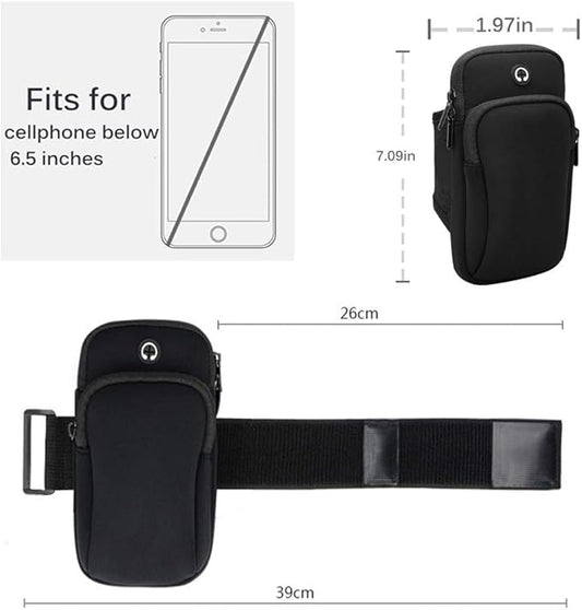 Running Armband,Arm Bag Phone Holder for Running,Multi Cell Phone Armband Pouch for Gym Workout Jogging Exercise,Suitable with iPhone 11 Pro Max XS XR X 8 7 6 6s Plus (Black)