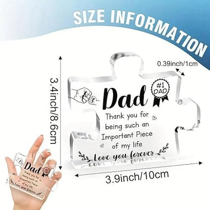 Delicate Dad Gifts from DaughterSon Engraved Acrylic Block Puzzle Piece Ideal Paperweight Keepsake Gifts for Home Office Table Desk Decor 3.9 x3.4 Inch