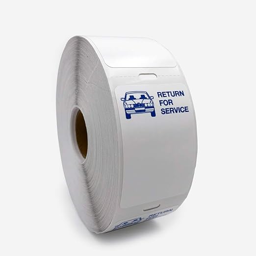 Oil Change Sticker - Blue Car Return for Service for Zebra TLP 2824 Plus Printer - Static Cling