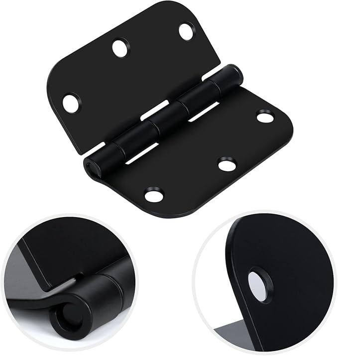 Egofine Door Hinges 12 Pack, 3.5" x 3.5" Interior Hinges With 58" Radius Corners, Matte Black