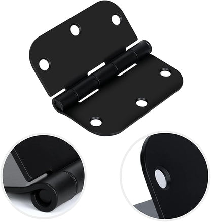 Egofine Door Hinges 12 Pack, 3.5" x 3.5" Interior Hinges With 58" Radius Corners, Matte Black