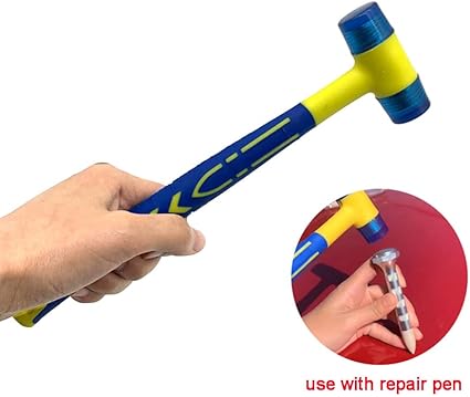 Auto Body Blending Dent Hammer Screw-On Tip 1pcs Head Dent Removal Tool Tap Down Tool Hand Mace Special Design for Repair and Dent Fix Power Tools (Blue Hammer)