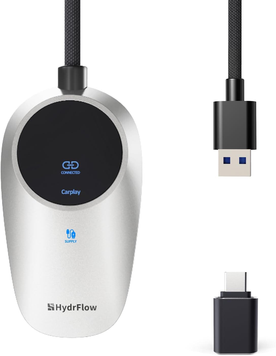 Wireless CarPlay Adapter for iPhone - LED Display, Plug and Play, Convert Wired to Wireless