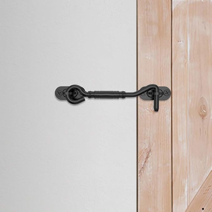 Homlux Heavy Duty Latch Lock Sliding Door Matte Black Privacy Barn Door Latch for Garage Gates and Shed Doors 1PCS