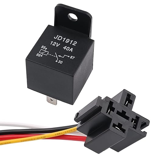 3040Amp Automotive Relay with Socket Heavy Duty for Truck Car Van Motorcycle Boat Relay 1-Pack 5 Pin 12V DC