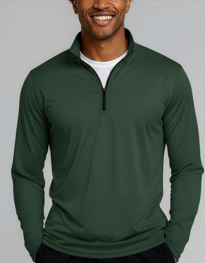 Medium , Real Essentials 3 Pack: Men's Dry-Fit Active Quarter Zip Long Sleeve Athletic Performance Pullover (Available in Big & Tall)