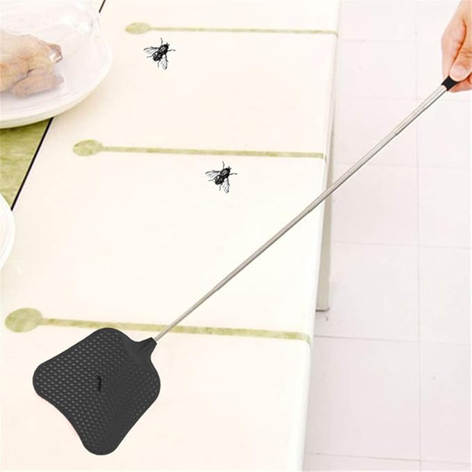 Foxany Telescopic Fly Swatters, Durable Plastic Fly Swatter Heavy Duty Set, Flyswatter with Stainless Steel Handle for IndoorOutdoorClassroom (2 Pack)