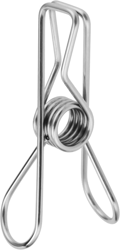HOZEON 100 Pack 2 Inches Stainless Steel Clothespins, Metal Clothes Pins, Bulk Clothes Pins Small Wire Clips Drying Pegs Hanging Clip Clamps for Clothesline, Food Bag, Photos, Silver