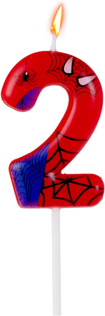Gezan Spider Themed Birthday Candles Number Candles Happy Birthday Cake Toppers Advent Candle Web Candles for Boy Girl Spider Party Decoration Supplies Birthday Halloween Party(Number 2)