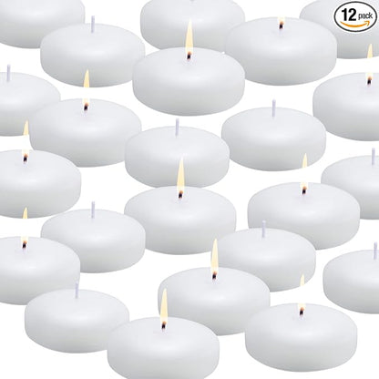 7 Pack Floating Candles, 3” White Unscented Dripless Wax Burning Candles, for Cylinder Vases, Weddings, Party and Holiday