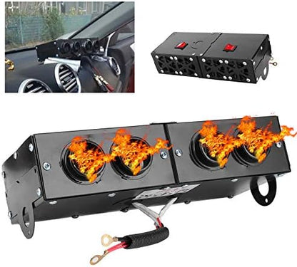 Keenso Car heating fan, car heater, defroster, 4-hole heating fan, 12 V, defroster, 800 W