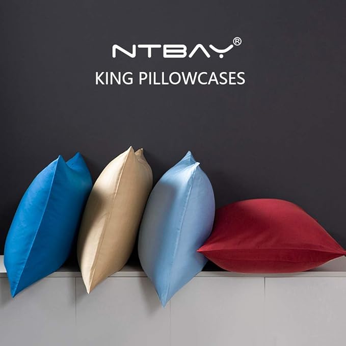 NTBAY King Pillowcase Set - 2 Pack Brushed Microfiber 20x36 Pillowcases - Soft, Wrinkle-Free, Fade-Resistant, Stain-Resistant, Dark Grey Pillowcases with Envelope Closure - 20x36 Inches, Dark Grey