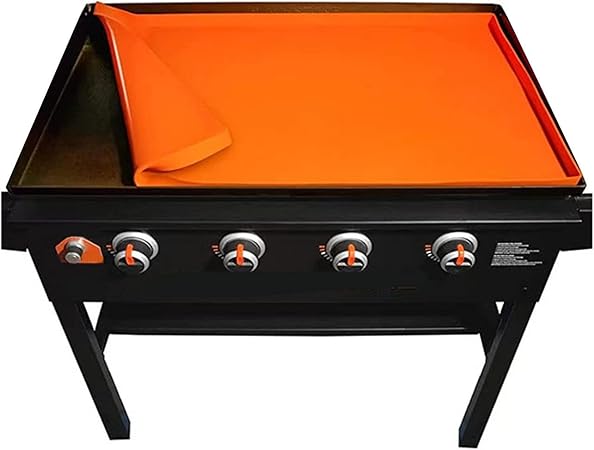 Griddle Mat, Silicone Griddle Cover, BBQ Grill Mat, Heavy Duty Silicone Grill Mat for Outdoor BBQ Blackstone All Season Use (22in Orange)