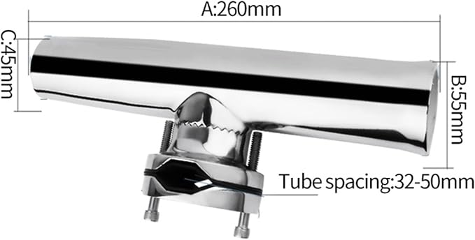 Stainless Steel Suitable for 32-50MM Pipe 360° Clamp Fishing Rod Holder 1-1/4'' to 2''Boat Accessories Marine