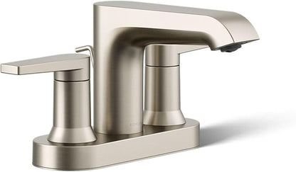 Bathroom Faucet by KOHLER, Bathroom Sink Faucet, Hint Collection, Centerset Faucet, Vibrant Brushed Nickel, K-97094-4-BN
