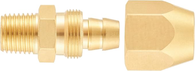 Premium Brass Reusable Repair Fitting For 3/8-Inch ID Hose,3/8" Barb For Polyurethane Air Hose with 1/4-Inch NPT Rigid (2Set 3/8inch)