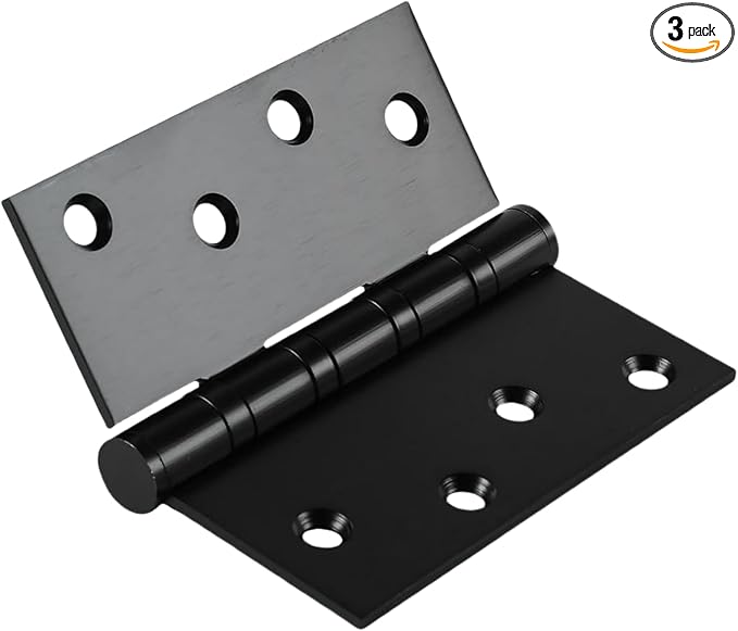 Black Exterior Door Hinges 4 Inch,Wide Throw Commercial Matte Door Hinges