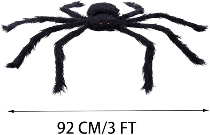 Halloween Giant Spider, 3.0FT Large Foldable Spider Fake Hairy Spider Scary Decorations Halloween Spider Outdoor Yard