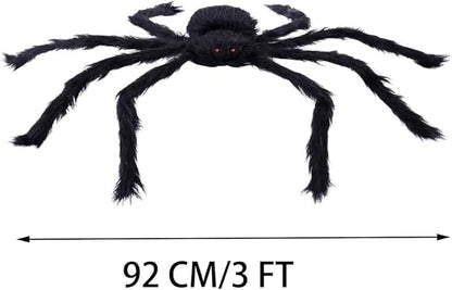 Halloween Giant Spider, 3.0FT Large Foldable Spider Fake Hairy Spider Scary Decorations Halloween Spider Outdoor Yard