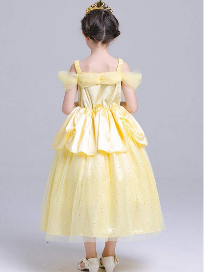 MYRISAM Girls Belle Princess Dress Beauty and the Beast Costume Halloween Carnival Cosplay Christmas Birthday Ball Gown