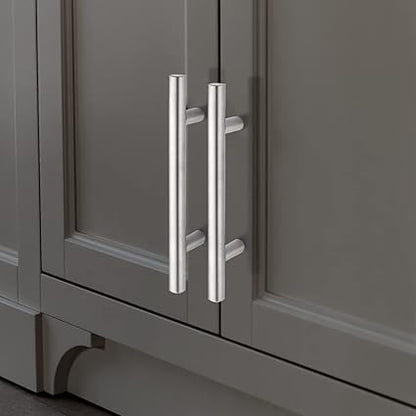 Probrico 5 Pack 5 Inch Cabinet Handles Brushed Nickel, Satinless Steel Cabinet Pulls for Kitchen Cupboard, T Bar Drawer Handles Dresser Pulls, 3 Inch Hole Centers, 5 Inch Length