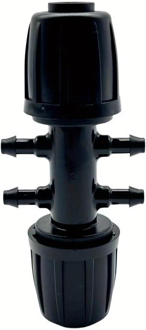 Six-way T-link barbed adapter from 12 inch to 14 inch for anti-fall irrigation pipe (0.512 in ID 0.157 in ID), PE pipe locking female connector from 0.630 in to 1.850 in of